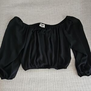 Black Off-Shoulder Cropped Women's Top